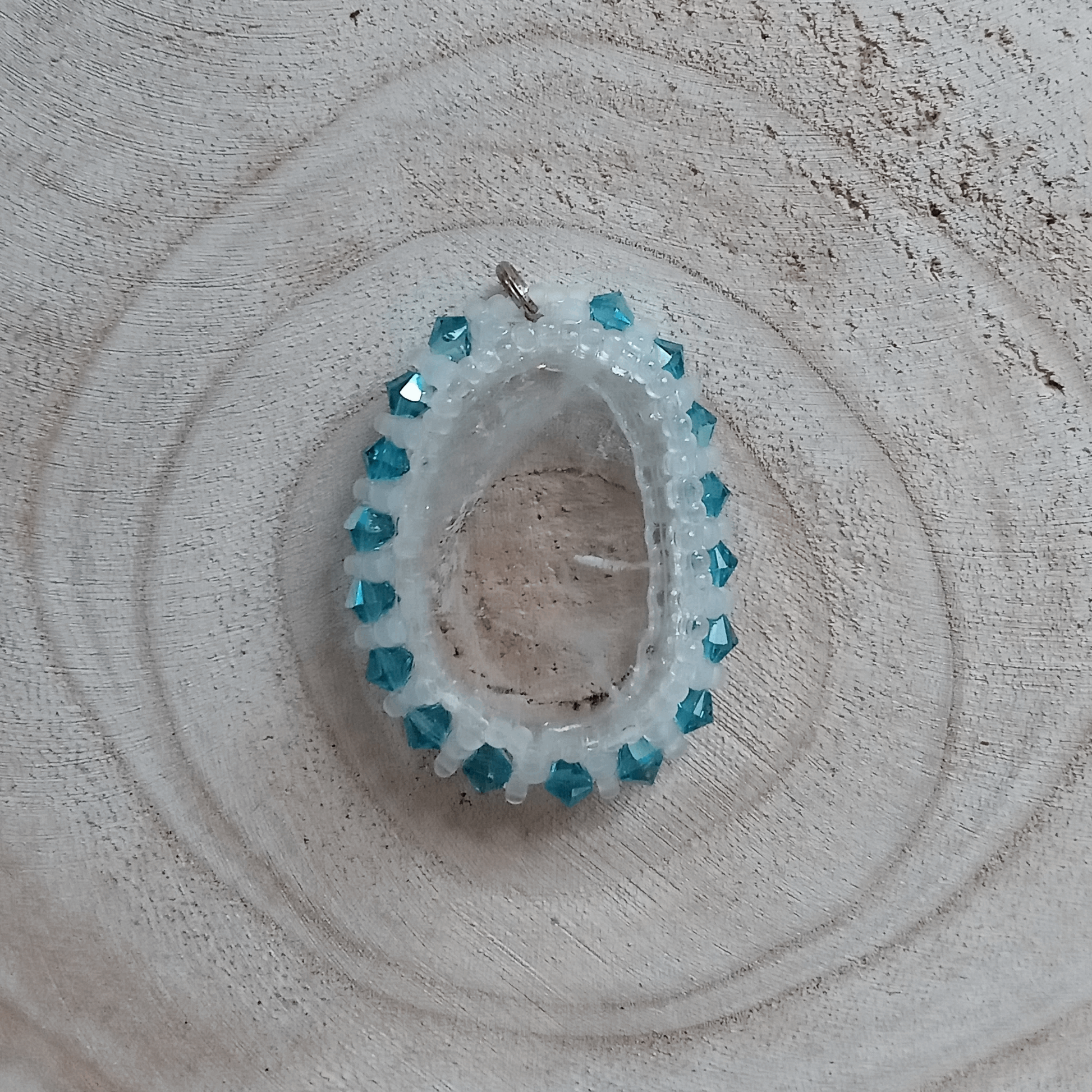 Rock Crystal Amulet with Blue Crystal Beads