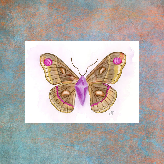 Amethyst Moth- Original Watercolor Painting with Metallic Highlights. The Divine Ginger.