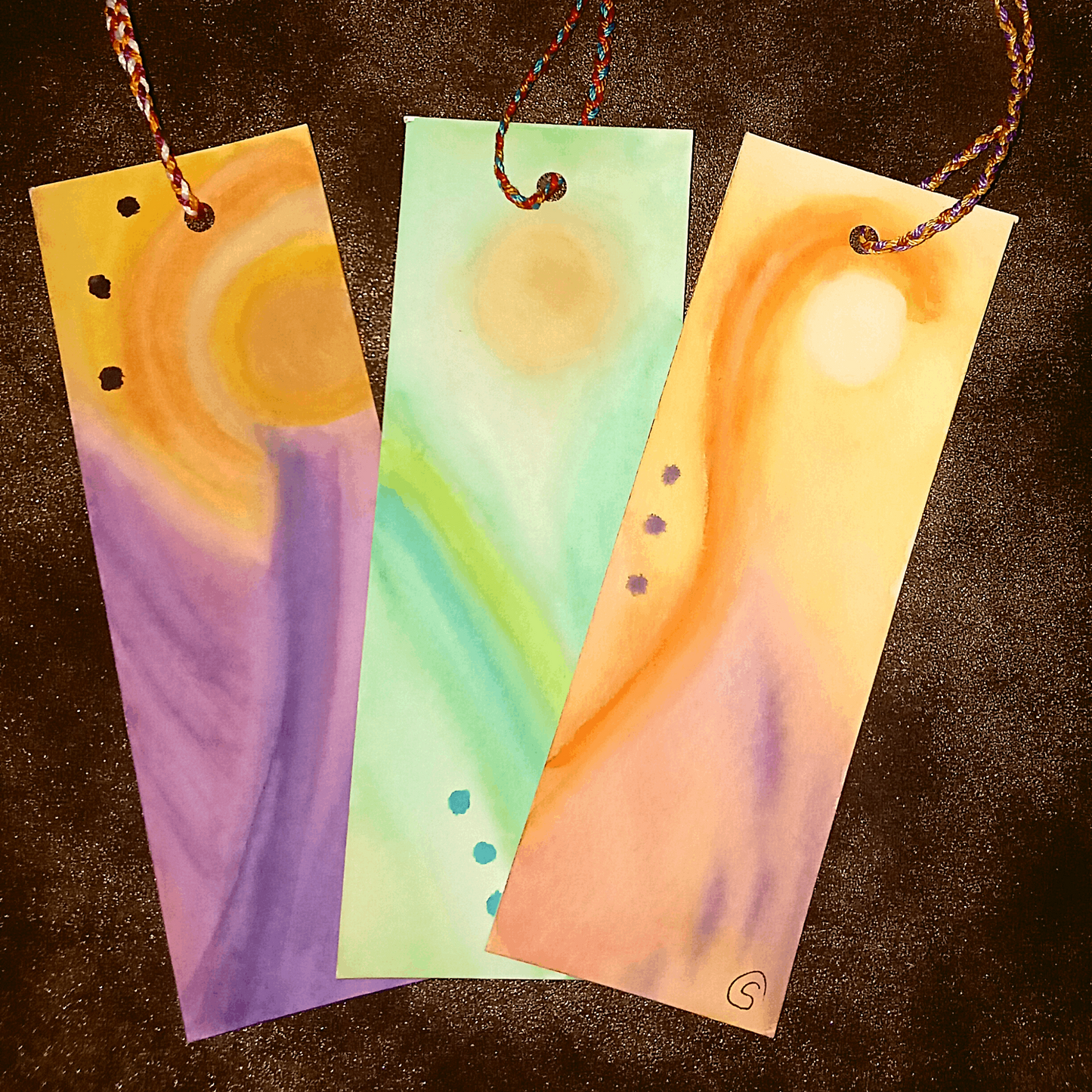 Abstract Angels Bookmark Set- Hand-Painted Watercolor Bookmarks