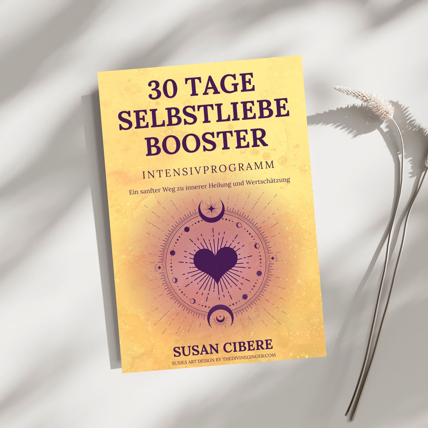 Book titled '30 Tage Selbstliebe Booster' by Susan Cibere on a light background